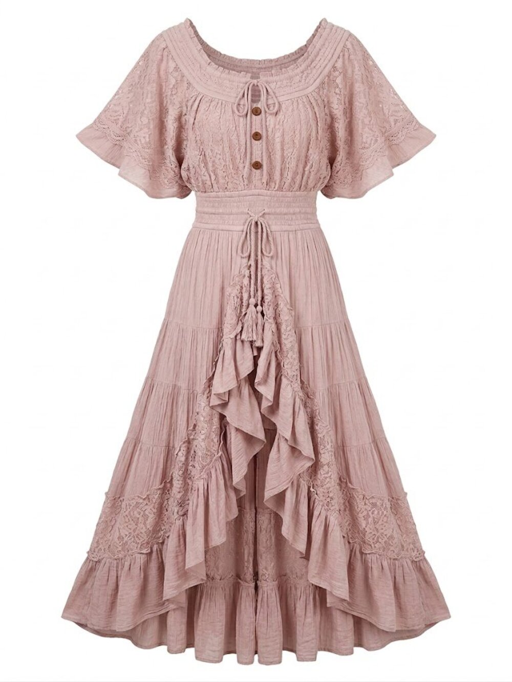 Free People Dancing On Air Boho Chic Ruffled Maxi Dress NWT, Size XS